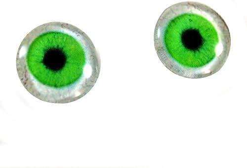6 ממ זוג עיני זכוכית ירוקות ולבנות יצירת אספקת קבורוכונים שטוחים לבובה או תכשיטים