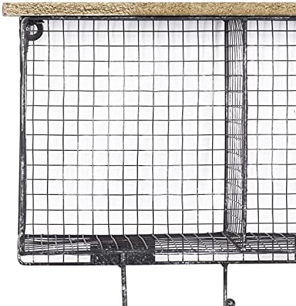 דקו 79 מדף מתכת 1 ו -4 קירות וו קיר עם קולבים, 32 x 6 x 14 , שחור