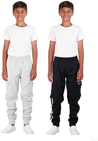 מכנסי טרנינג ג ' וג 'ר צמר 2 חבילות עם כיסי מטען לילדים בגדי ספורט וקז' ואל