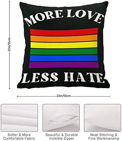 יותר אהבה פחות שנאה דגל קשת לזרוק כרית כיסוי כרית רומנטית מארז מגדר שוויון להטבים גאווה הומוסקסואלית