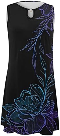 פוקאל קיץ שמלות לנשים 2023 סקסי הולו מתוך צוואר אופנה ללא שרוולים פרחוני הדפסת שמלה קיצית נדנדה