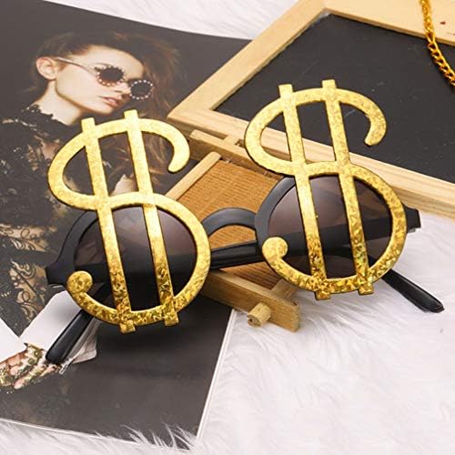 תלבושות זוגיות של קיסנגל 3 יחידות שלט דולרי זהב משקפי שמש משקפי מסיבת חידוש מצחיקים משקפי צילום אבזרי משקפי