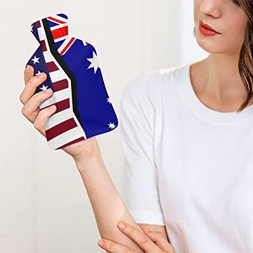 ארצות הברית ואוסטרליה דגל מים חמים בקבוק 1000 מ ל עם כיסוי רך נשלף חם קר חבילת מים הזרקת תיק עבור יד רגליים