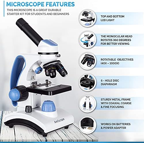 אמסקופ מ-162 ג-2 ליטר-פב 10-ו. מ. הוענק לשנת 2018 ערכת המיקרוסקופ הטובה ביותר לסטודנטים וילדים וערכת
