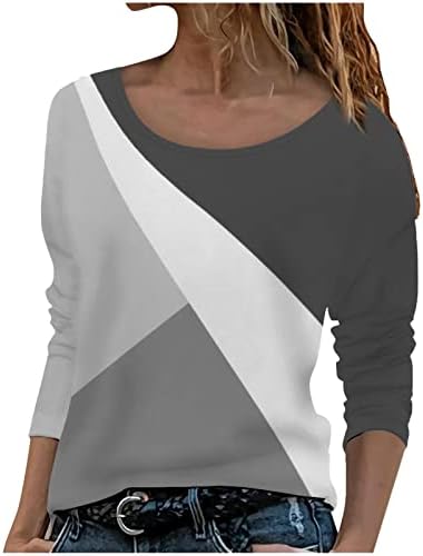 צמרות אימון בגודל פלוס, בלוק צבע גיאומטרי של נשים y2k חולצת טי וינטג