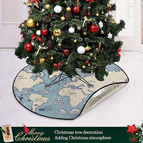 מפת עולם וינטג 'עץ חג המולד מחצלת עץ עמיד למים עמד