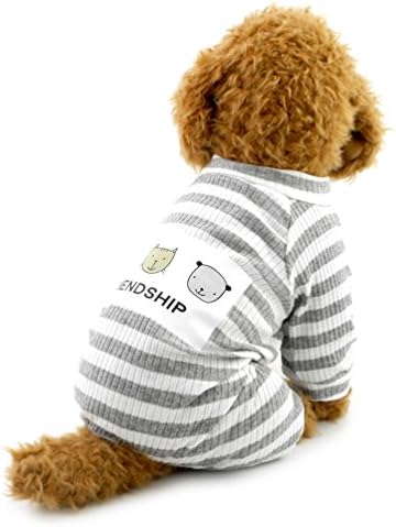 קטן_מלוצקי_חנות חיות מחמד סרבל אופנה מזוודה עבור ילד ילדה דוגי בגדים עם פסים לבנים, בינוני, אפור