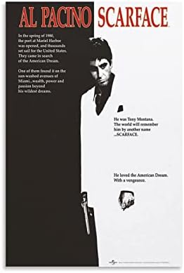 Scarface Classic Gangster Movie Move Poster HD Canvas מדפיס חדר אמנות קיר אסתטיקה תפאורה 12x18 אינץ '