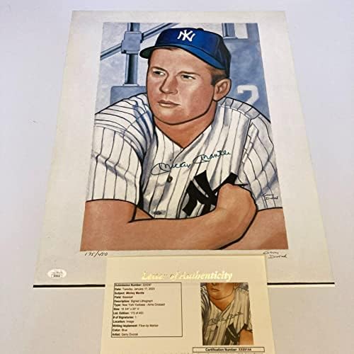 מיקי מנטל חתום 1951 Bowman 16x20 ג'רי דבורק צילום ליטו JSA COA - תמונות MLB עם חתימה