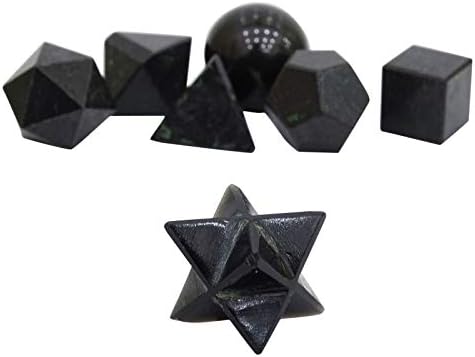 הרמוניזציה של אבן טורמלין שחורה 7 חתיכות גיאומטריה קדושה מערכה רייקי ריפוי מתנה רוחנית קריסטל