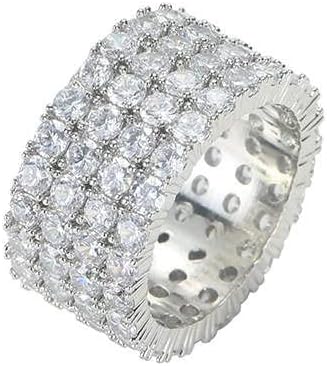 טבעת נצח מצופה זהב 18 קראט יהלומי זירקוניה הניתנים לגיבוב / טבעת הצהרת יהלומים מעל 3 קראט / רצועת