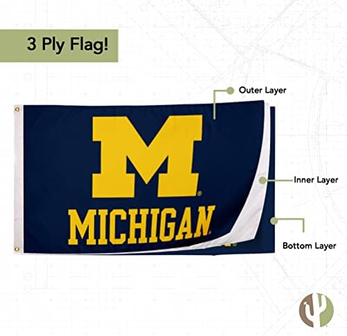 דגלי אוניברסיטת מישיגן כפולים וולברין אום U של באנרים פוליאסטר מקורה חיצוני 3x5