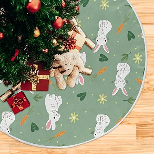 קישוט חצאית עץ חג המולד של Alaza, קישוט חצאית מיני עץ מיני קטן 35.4 אינץ 'עם ארנב ארנב ירוק לקישוטים