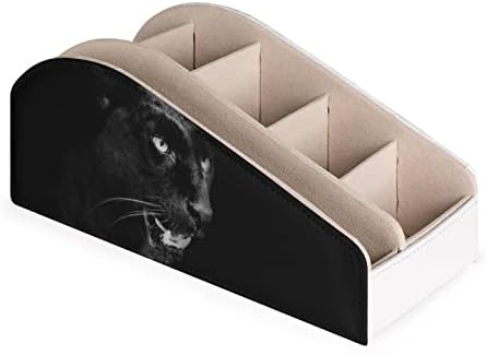 פנתר שחור דיוקן דיוקן שלט רחוק קופסת מארגן עור PU עם 6 תאים קופסת אחסון לחדר שינה בסלון