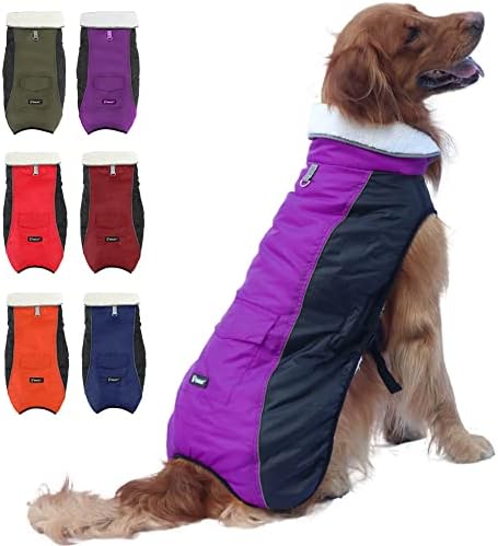 מעילי חורף של כלב אמוסט, מעיל כלבים חורפי חם עם כיס, מעיל כלבים של מזג אוויר קר מהורהר לכלבים קטנים, 6 צבעים