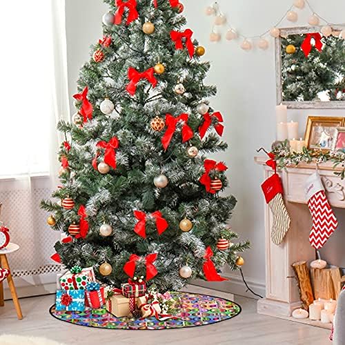 ויססוני צבעוני דפוס היפי מחצלת עץ חג המולד לקישוטים למסיבות חג חווה בית עץ גדול מחצלות עמד