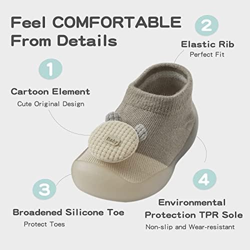 נעלי גרבי תינוקות של Bearbay נעלי גומי סולית סולית לא החלקה על נעלי רצפה מקורה ליוניסקס תינוקות יילודים