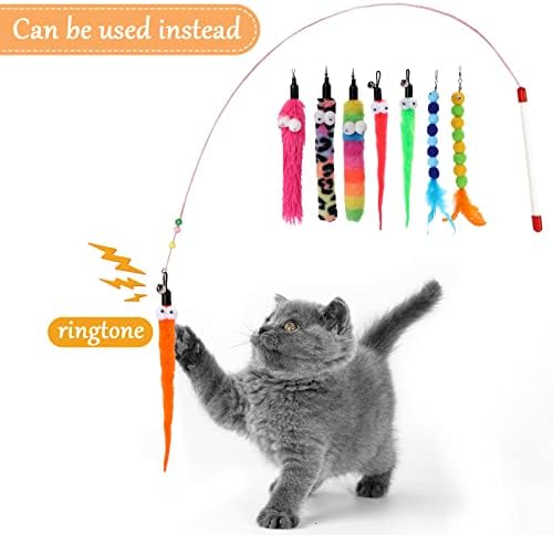 וין יופי 8 חבילות חתול שרביט צעצועי מילוי, חתול שרביט קבצים מצורפים מגוון חתול תולעת צעצועי מילוי עבור