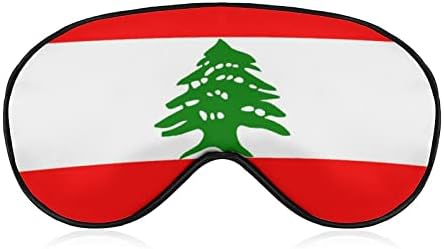 דגל לבנוני מודפס מסיכת עיניים שינה כיסוי עיניים מכוסות עיניים עם רצועה מתכווננת לטיולי טיול תנומה