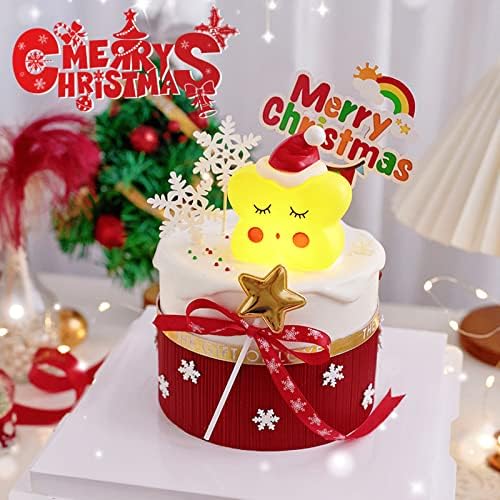 Wonuu כוכב בצורת קישוטי חג המולד עם אור LED, כוכב 2022 עץ חג המולד קישוטים תלויים עם חבל לרכב עוגה