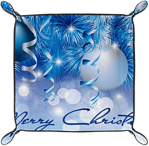 LYETNY יפהפה כחול לבן חג מולד תלויה מארגן כדור מגש אחסון מיטה ליד מיטה קאדי שולחן עבודה מגש החלפת ארנק