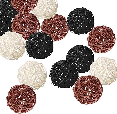 זורפיה לבן שחור שחור בצבע מעורב נצרים ראטאן כדורי כדורים מחזירים כדורים טבעיים מלאכת DIY, קישוט לחתונה,