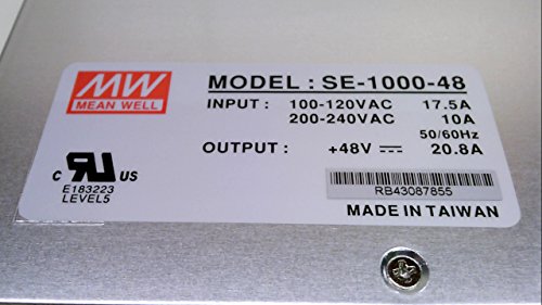 ממוצע טוב ס-1000-48 אספקת חשמל, פלט יחיד, 48 וולט, 20.8 אמפר, 998.4 וואט, 10.9 ליטר איקס 5.0 וואט 2.5&