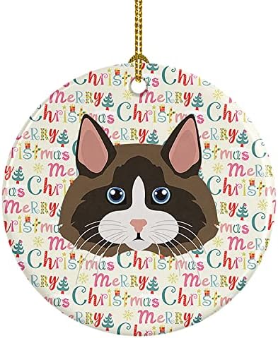 אוצרות קרוליין WDK2370CO1 RAGDOLL חתול קישוט קרמיקה לחג המולד, קישוטים לעץ חג המולד, קישוט תלוי לחג המולד, חג,