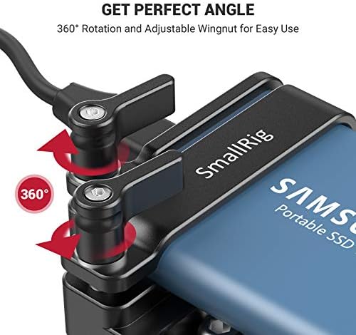 מחזיק SSD Smass Smsd Smallrig עבור Samsung T5 SSD עם חוטי 1/4 אינץ ', תואם לכלוב Smallrig עבור BMPCC 4K & 6K