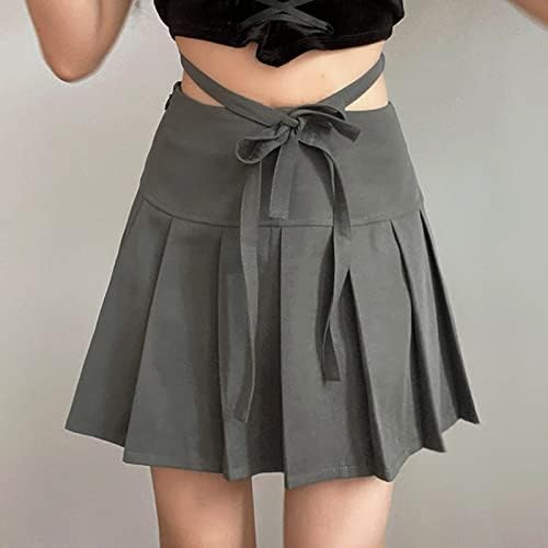 נשים קלאסי יומי חמוד מזדמן אפור חצאית קפלים עיצוב מיני חצאית חצאיות עבור בנות ארוך מלא חתיכה