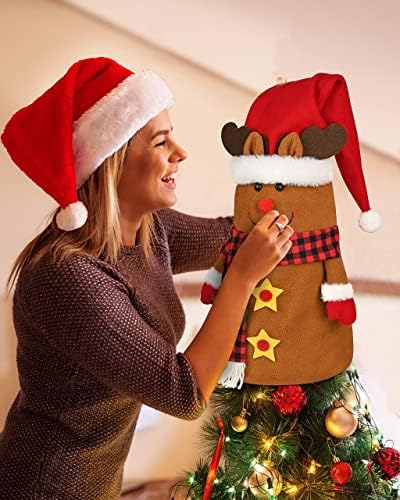 D-Fantix Gnome מקרר לחג המולד מקרר כיסויי סט של טופר עץ חג המולד של 8 + איילים, טופר עץ חג המולד בגודל 33.4