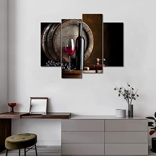 יין ופירות עם ציור אמנות קיר זכוכית וחבית לתמונות מטבח מודפס על אכל בד התמונה לקישוט מודרני ביתי