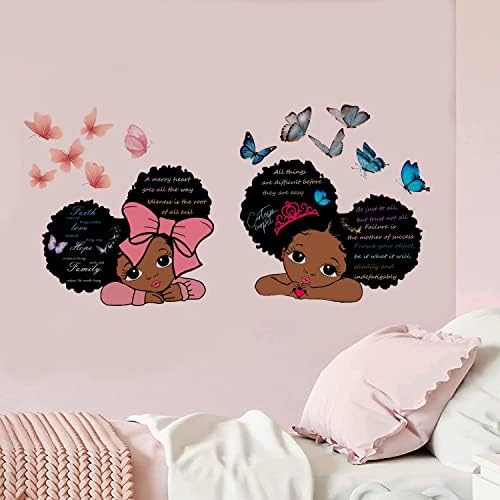 שחור ילדה קיר מדבקות עבור בנות שינה, השראה ציטוט מדבקות אפריקאי אמריקאי ילדה קיר מדבקות עבור בנות