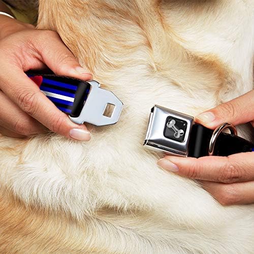 צווארון כלב צווארון בטיחות דגל אבזם עור שחור שחור כחול לבן לבן 13 עד 18 אינץ 'ברוחב 1.5 אינץ'
