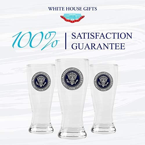 מתנות הבית הלבן: מדליון חותם נשיאותי זכוכית פילזנר-כוסות בירה עם הסמל הנשיאותי-מושלם כמזכרת, אספנות או עיצוב מערת