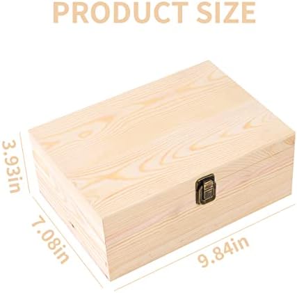 Kufoab 10 x 7 x 3.9 קופסת עץ עם מכסה צירים למלאכה לאחסון DIY תכשיטי אורן קופסא עץ עץ שמירה על מזכרת ...