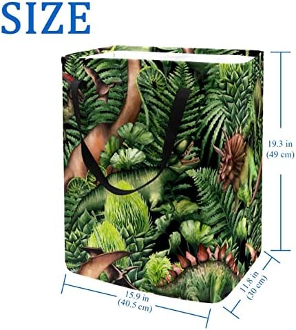 ירוק ג ' ונגל דינוזאור עולם הדפסת סל כביסה מתקפל, 60 ליטר עמיד למים סלי כביסה סל כביסה בגדי צעצועי