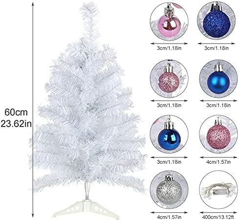 DEKIKA מתנות דקורטיביות נהדרות לחג המולד, עץ חג המולד הלבן, 2ft מואר מראש מואר מיני עיצוב עץ חג המולד מלאכותי