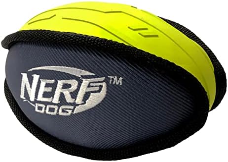 7in טוף גומי - כדורגל קטיף ניילון - צעצוע כלב ירוק/אפור