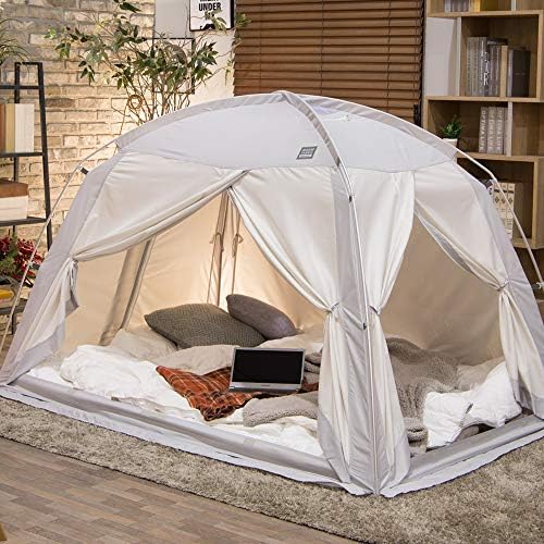 חתימת דדסומי 4 דלתות אוהל מיטה מקורה, אוהל משחק פרטיות על המיטה לאוהל שינה חלומי חם ונעים, אוהל סוג רצפה.