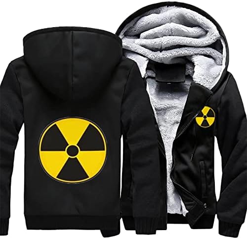 גרעיני קרינה אזהרת סימן גברים של הסווטשרט לרכוס חולצות כבד עבה מעיל חם חורף מעיל