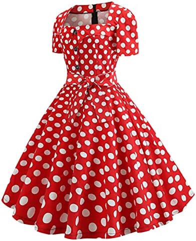 שמלת רטרו שמלת רטרו שמלת קוקטייל משנות החמישים משנות החמישים שמלת שרוול קצרה עניבה עם שרוול מותן וינטג 'רוקבילי