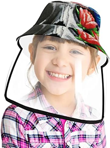 כובע מגן למבוגרים עם מגן פנים, כובע דייג כובע אנטי שמש, נוצה טווס לבן שחור