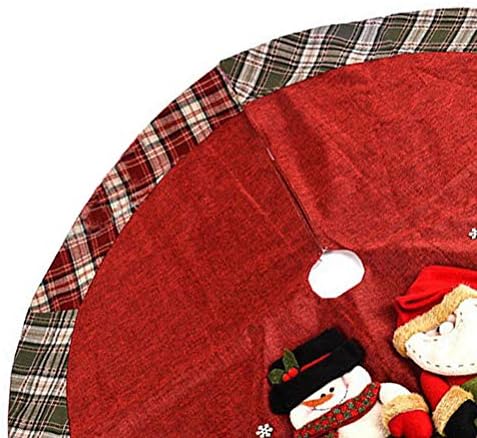Vicasky 120 סמ פשתן חצאית עץ חג המולד חג המולד עם איש סנטה שלג ואייל לחג המולד לחג חג המולד קישוטים