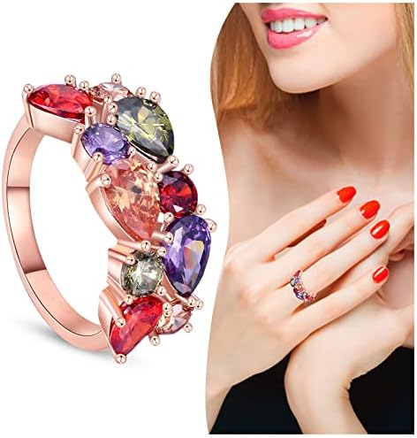 טבעת מעודנת טבעת מעודנת טבעת קשת להקת חתונה לנשים קשת רב צבעונית נוצרה טבעות אצבעות טבעת