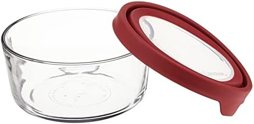 עוגן הוקינג מיכל אחסון מזון מזכוכית אטומה עם מכסה אטום, דובדבן, 7 כוס