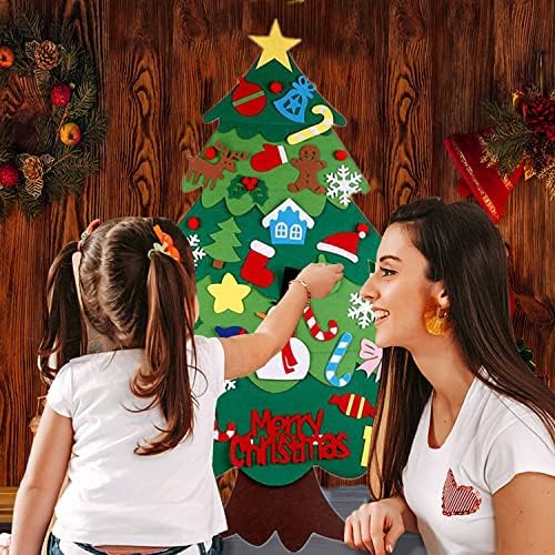 קישוטים לחג המולד קיר תלוי עץ חג מולד עץ חג המולד DIY סט עץ חג המולד של ילדים סט 32 חתיכות מקלט