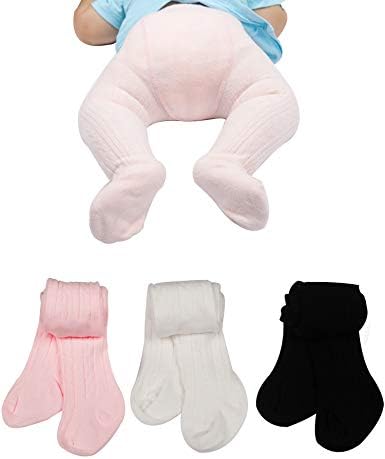 Wewink Plus כותנה תינוקת כותנה טייץ 'כבל סרוג סרוג חותלות פעוטות חלקות גרביונים מכנסיים גרביים 3-4 חבילה