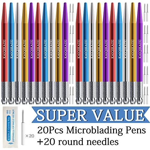 עטי מיקרובליידינג 20 חלקים עטי גבות קעקוע ידניים קלים לאספקת איפור קבוע עט אלומיניום עמיד עם נעילת