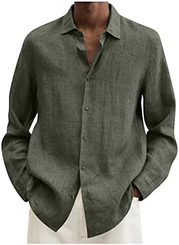 חולצות פשתן של זפודים לגברים כפתור שרוול ארוך/קצר מטה חולצות שמלה מזדמנים חולצות חוף רזה רזה כושר ...